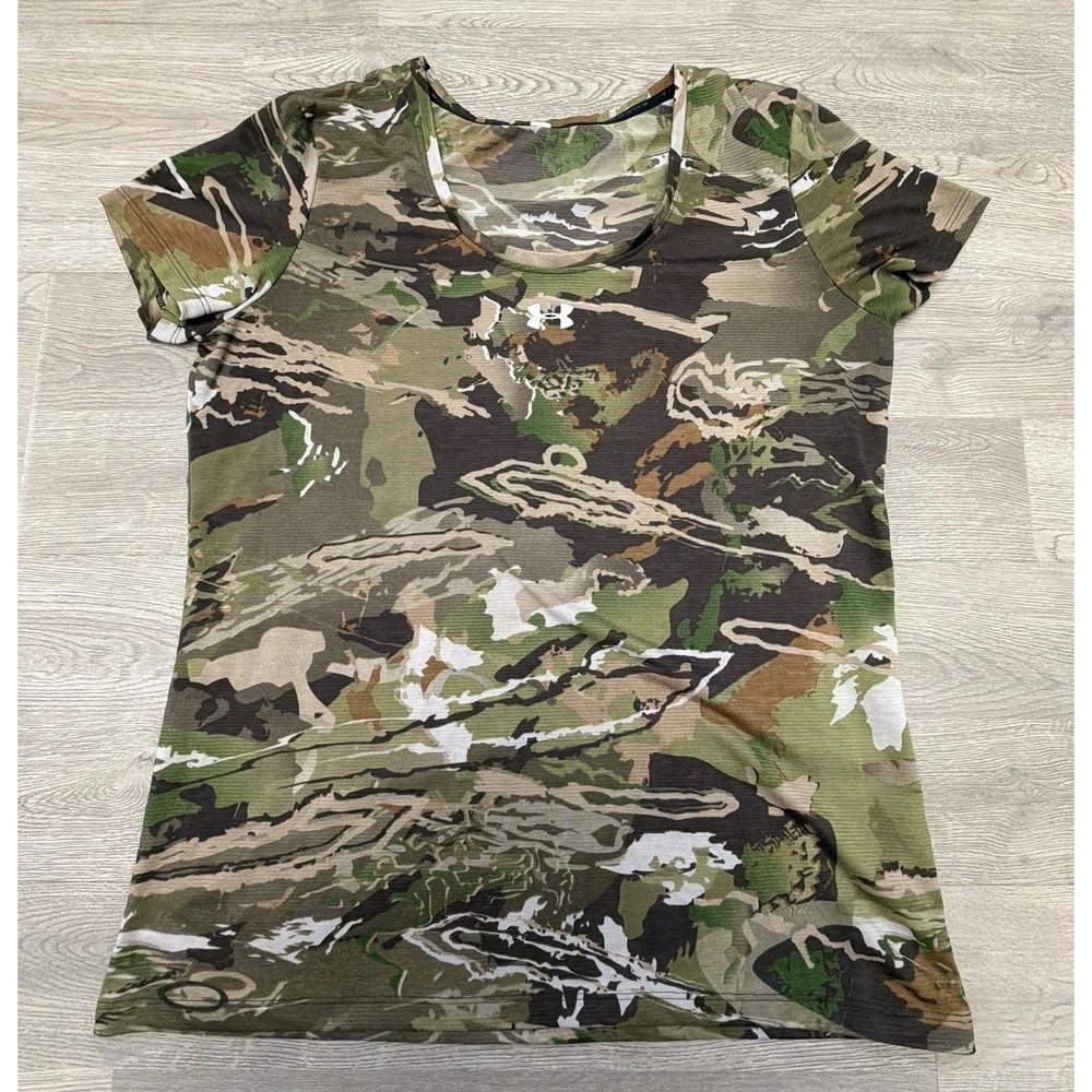 Under Armour Threadborne Womens Large Camo Short Sleeve Athletic T Shirt